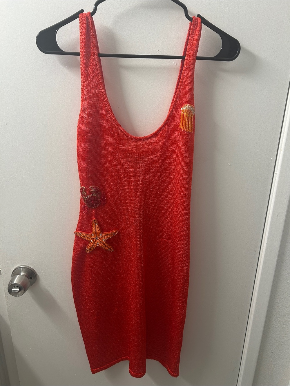 White Fox Boutique Orange Beaded Embellished Midi Dress